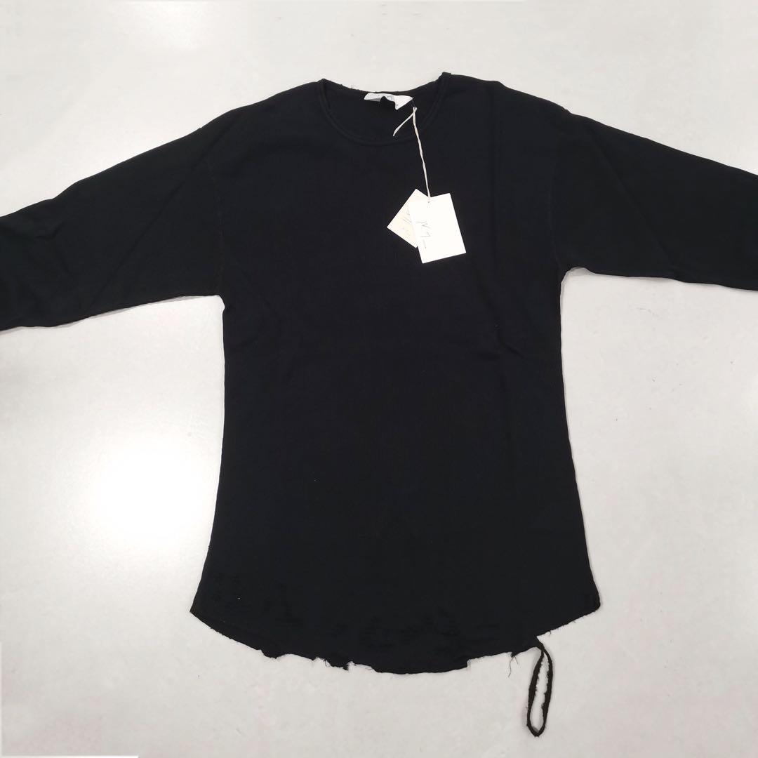 アンセルム DAMAGE WAFFLE カットソー 長袖Tシャツ 黒 １