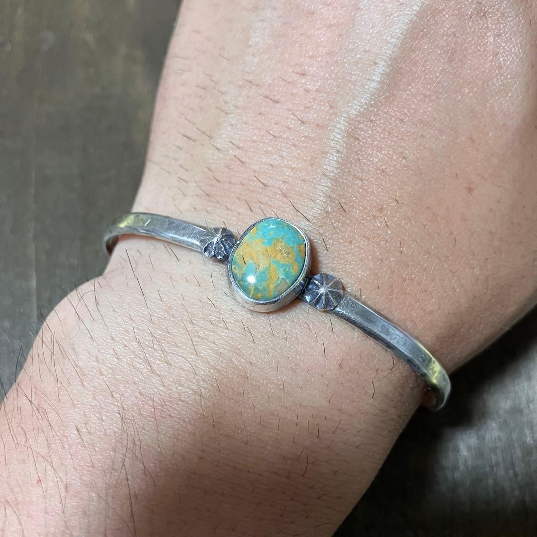 ナンバーエイト　ターコイズ　シルバー　バングル　# インディアンジュエリー