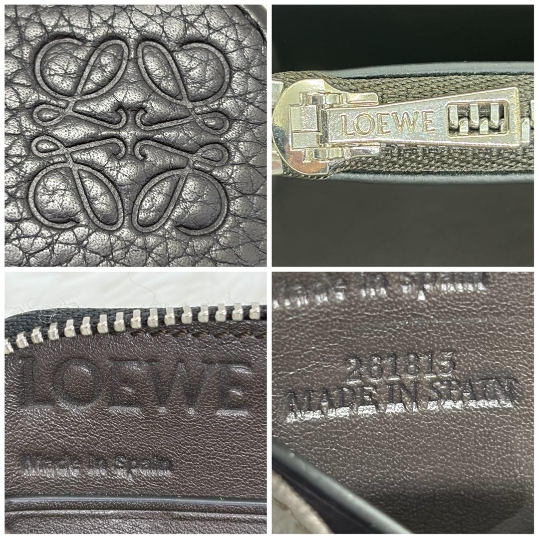 現行/美品✨️ロエベ 長財布 ラウンドファスナー アナグラム 黒 シボ革