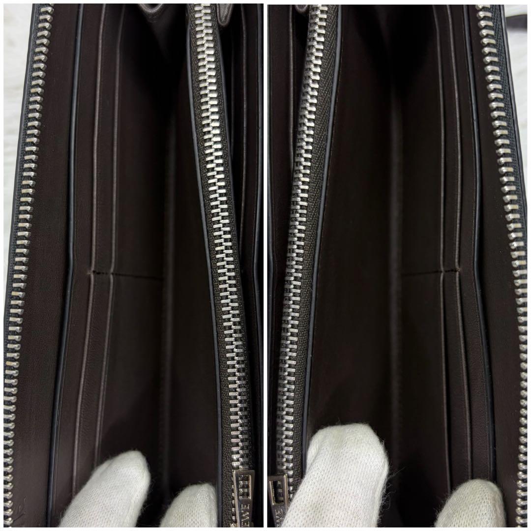 現行/美品✨️ロエベ 長財布 ラウンドファスナー アナグラム 黒 シボ革