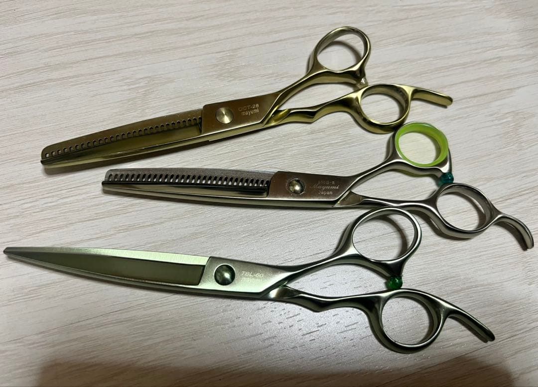 MAYUMIシザー マットグリーン シザーセニング3丁セット
