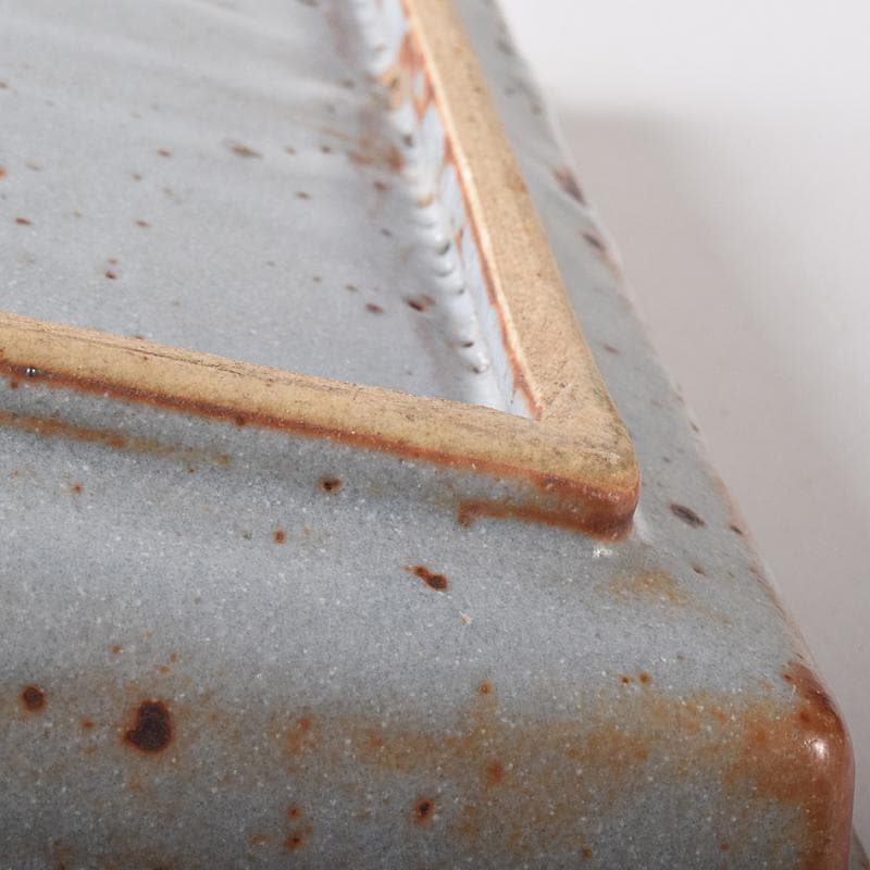 北大路魯山人作　鼠志野　四方鉢　裏千家十五代鵬雲斎極め箱　V　R8365