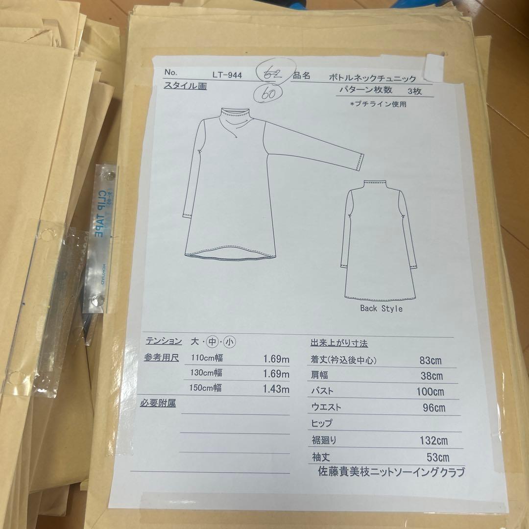 佐藤貴美枝ニットソーイングクラブの型紙