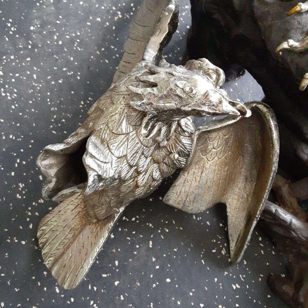 希少珍品　大きな鷲の銅製品置物　金シルバー