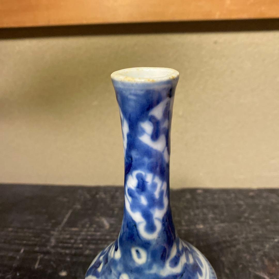 清朝染付徳利　中国古玩