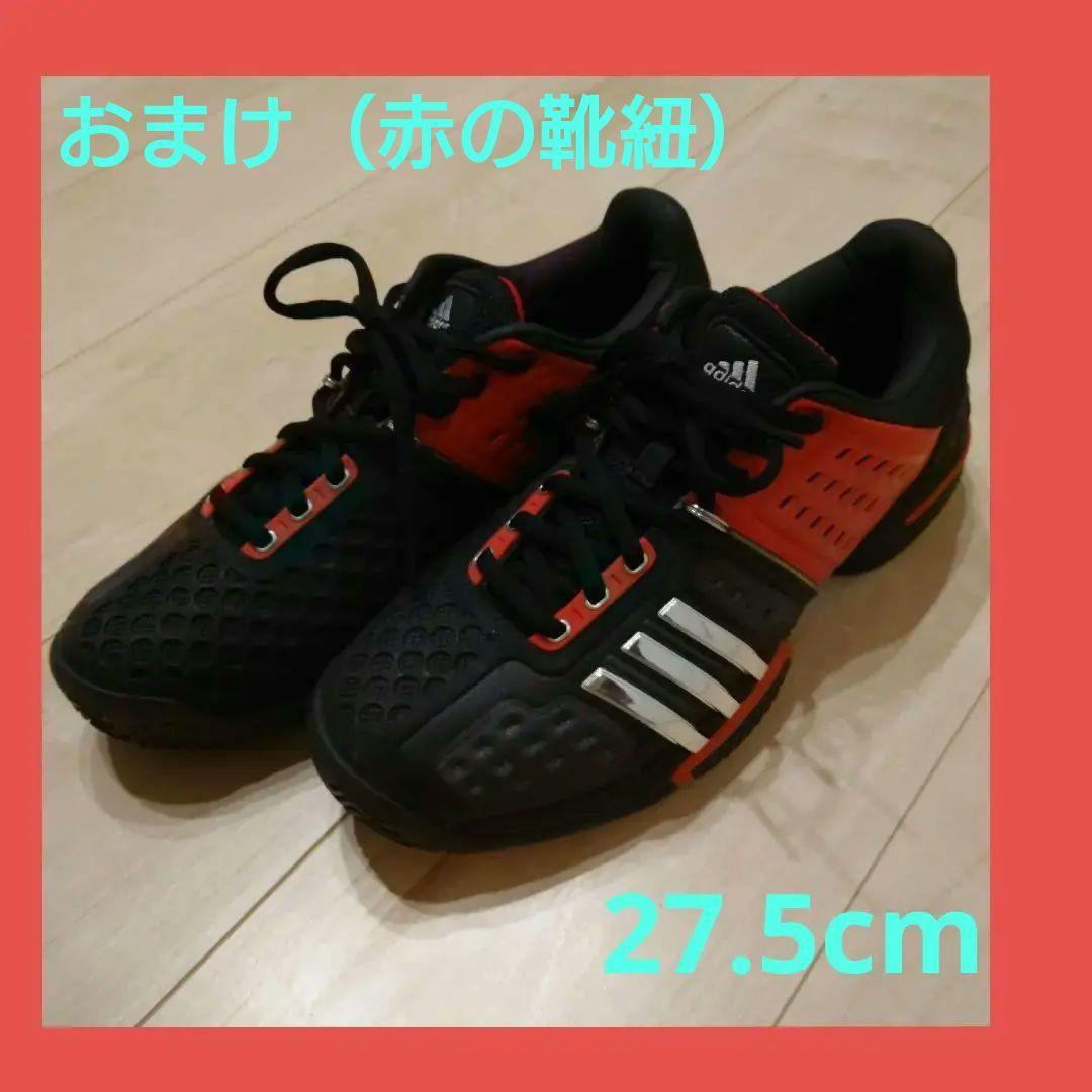【ほぼ未使用】adidas テニスシューズ 黒/赤　27.5　バリケード6 AC