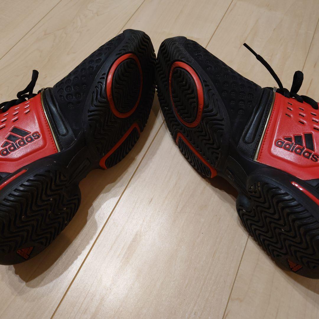 【ほぼ未使用】adidas テニスシューズ 黒/赤　27.5　バリケード6 AC