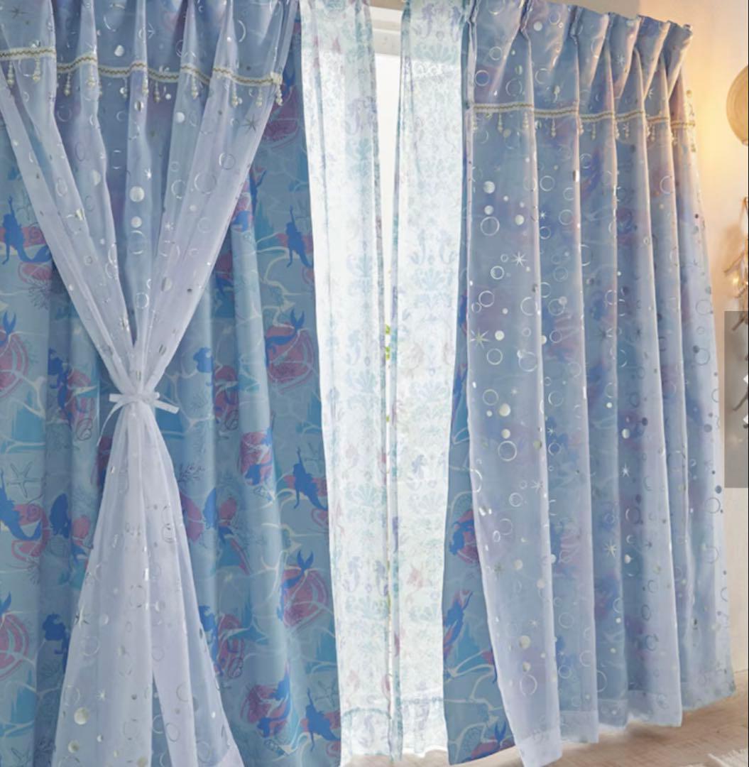 アリエル　カーテン　箔プリント　二重遮光カーテン　ベルメゾン