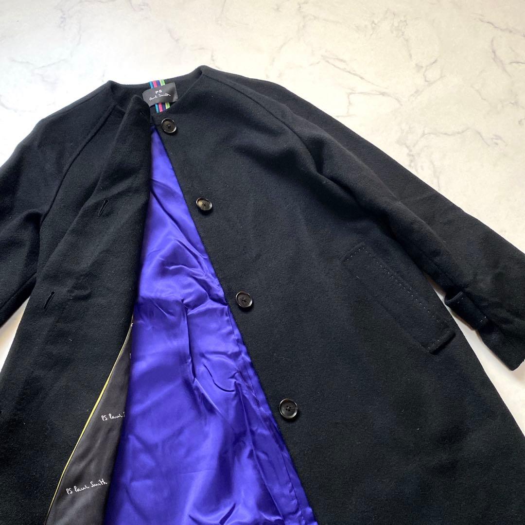PSポールスミス ノーカラーコート 近年モデル カシミヤ混 36 ベルト