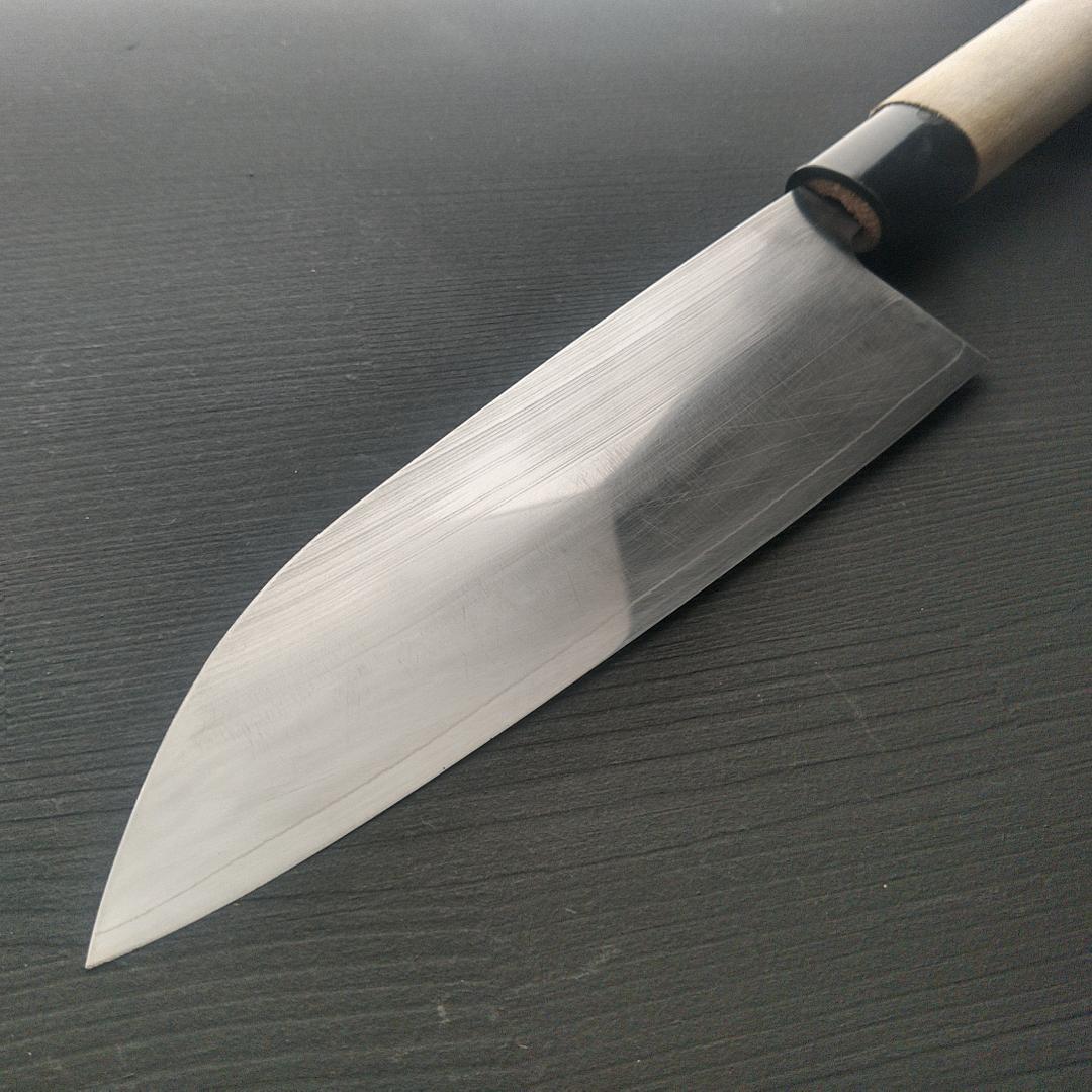 【一点もの】堺 實光 特殊三徳包丁 MV鋼 刃渡り165㎜ 研ぎ済