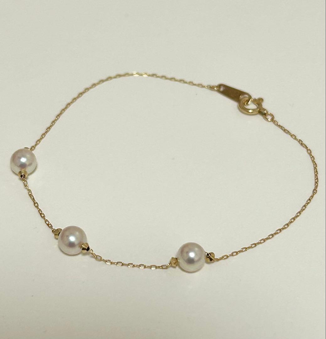 ブレスレット 10金 k10イエローゴールド パール あこや本真珠 パールブレス