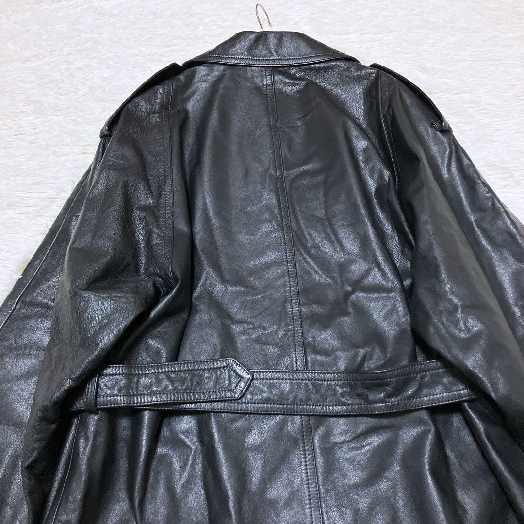 DURBAN intermezzo 牛革 ダブルトレンチコート 黒 M/110