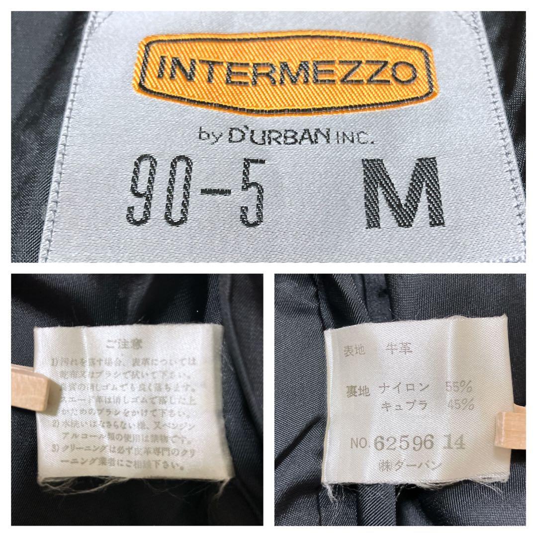 DURBAN intermezzo 牛革 ダブルトレンチコート 黒 M/110