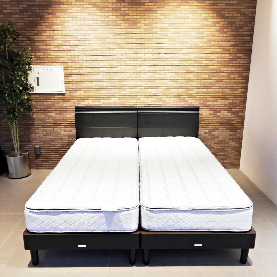 ◇美品　ASLEEP フレーム＋マットレス　セミシングル２台