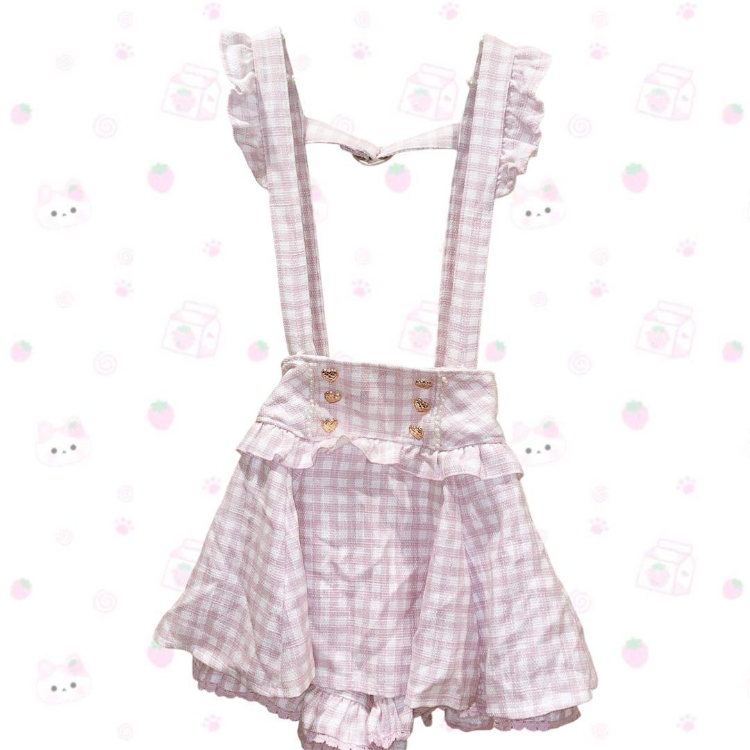 LIZLISA　リズリサ　ギンガムツイードサスペンダーつきチェックスカパン　地雷