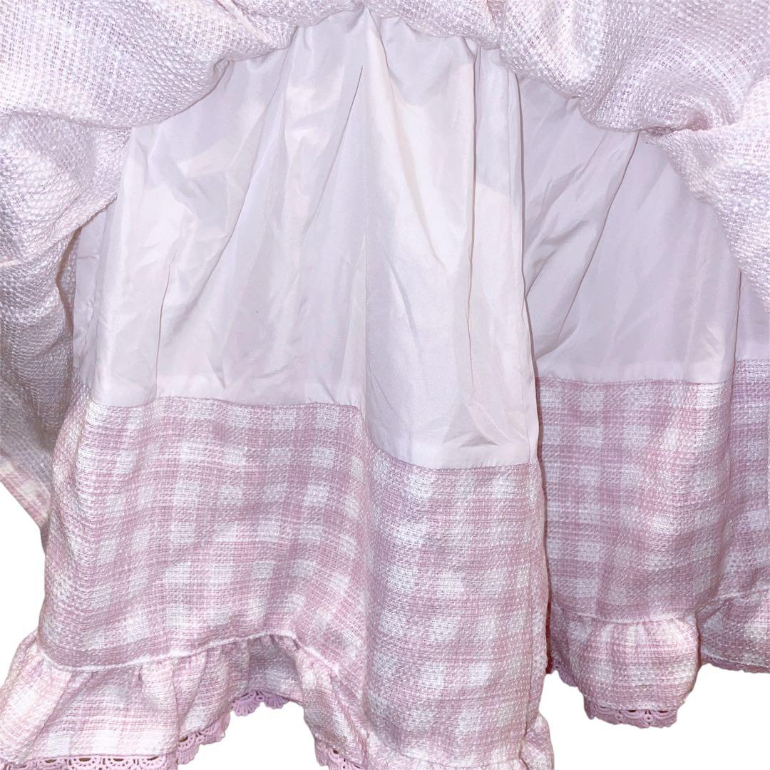 LIZLISA　リズリサ　ギンガムツイードサスペンダーつきチェックスカパン　地雷