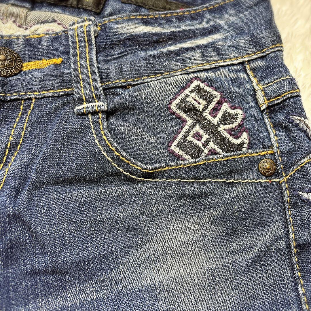 RED PEPPER エンジェルウィング 刺繍デニム ジーンズ 34 インディゴ