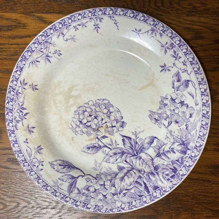 フランスアンティーク☆ジアンGienプレート直径23.5紫陽花