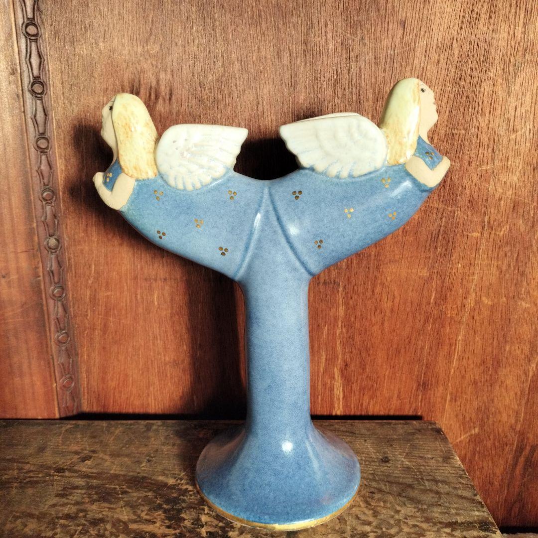 レア　リサラーソン　天使エンジェル　キャンドルホルダー　ろうそく立て　ブルー