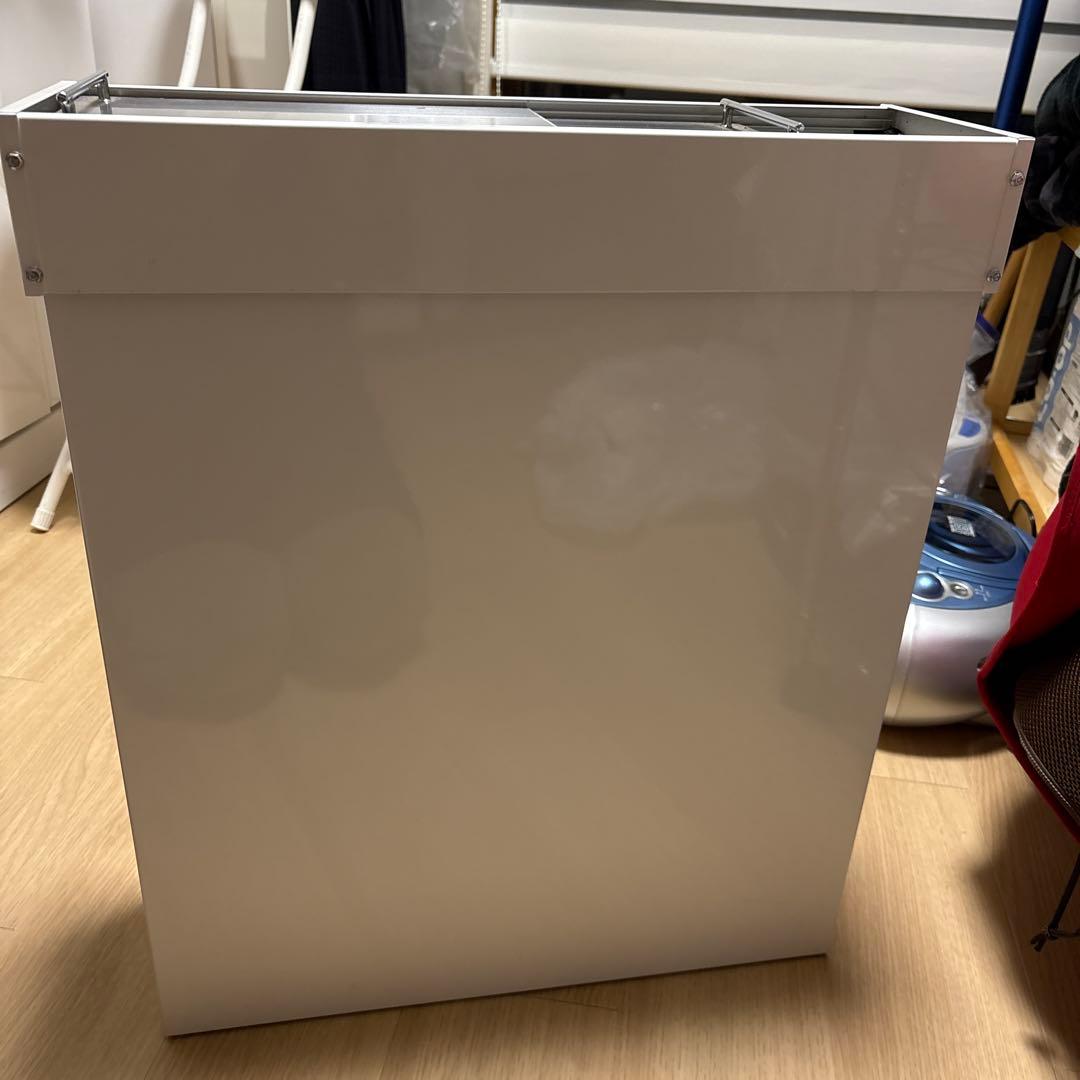 ホワイト スチール製 蓋付きごみ箱