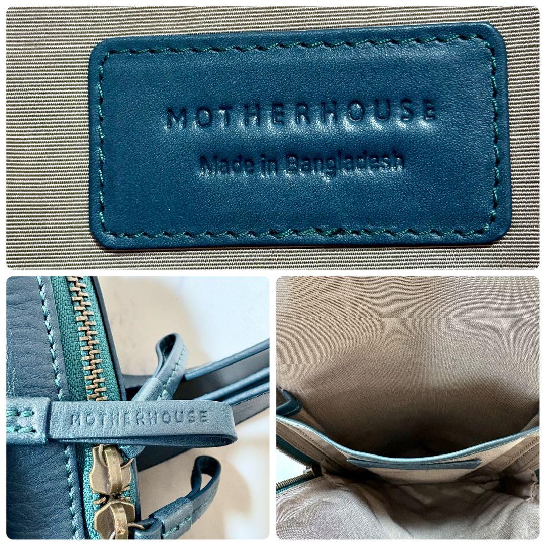 美品 マザーハウス カゼマトウ ボディバッグ レザー ネイビー 斜め掛け 本革