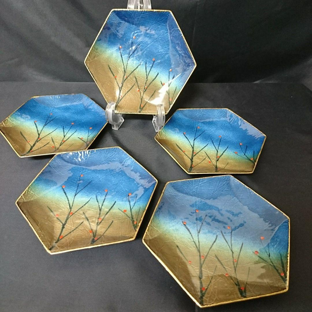 未使用 有田焼 六角銘々皿5枚　お祝い