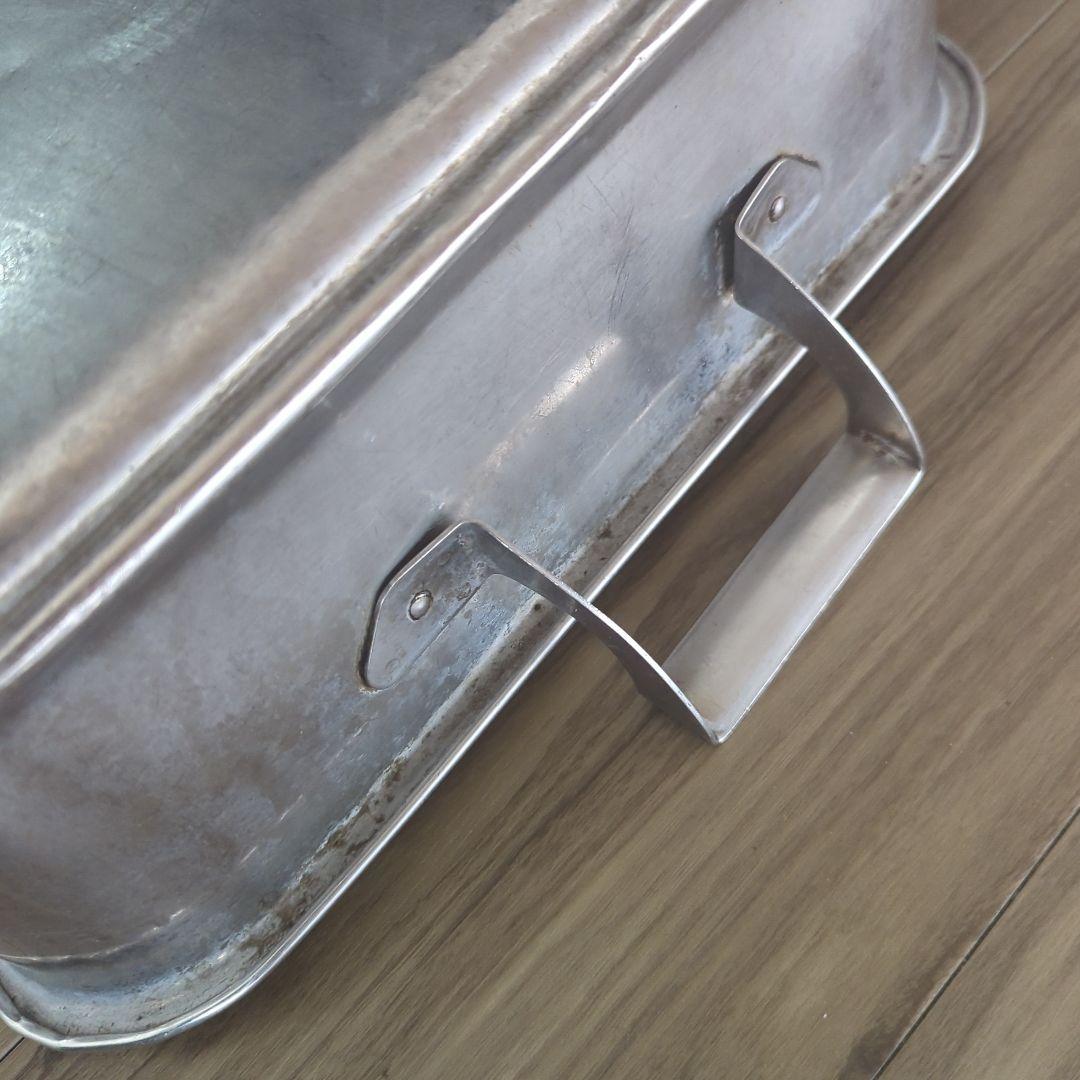 蓋なしアルミ飯台　ジャンクガーデン　アンティーク　昭和古道具　骨董　レトロ