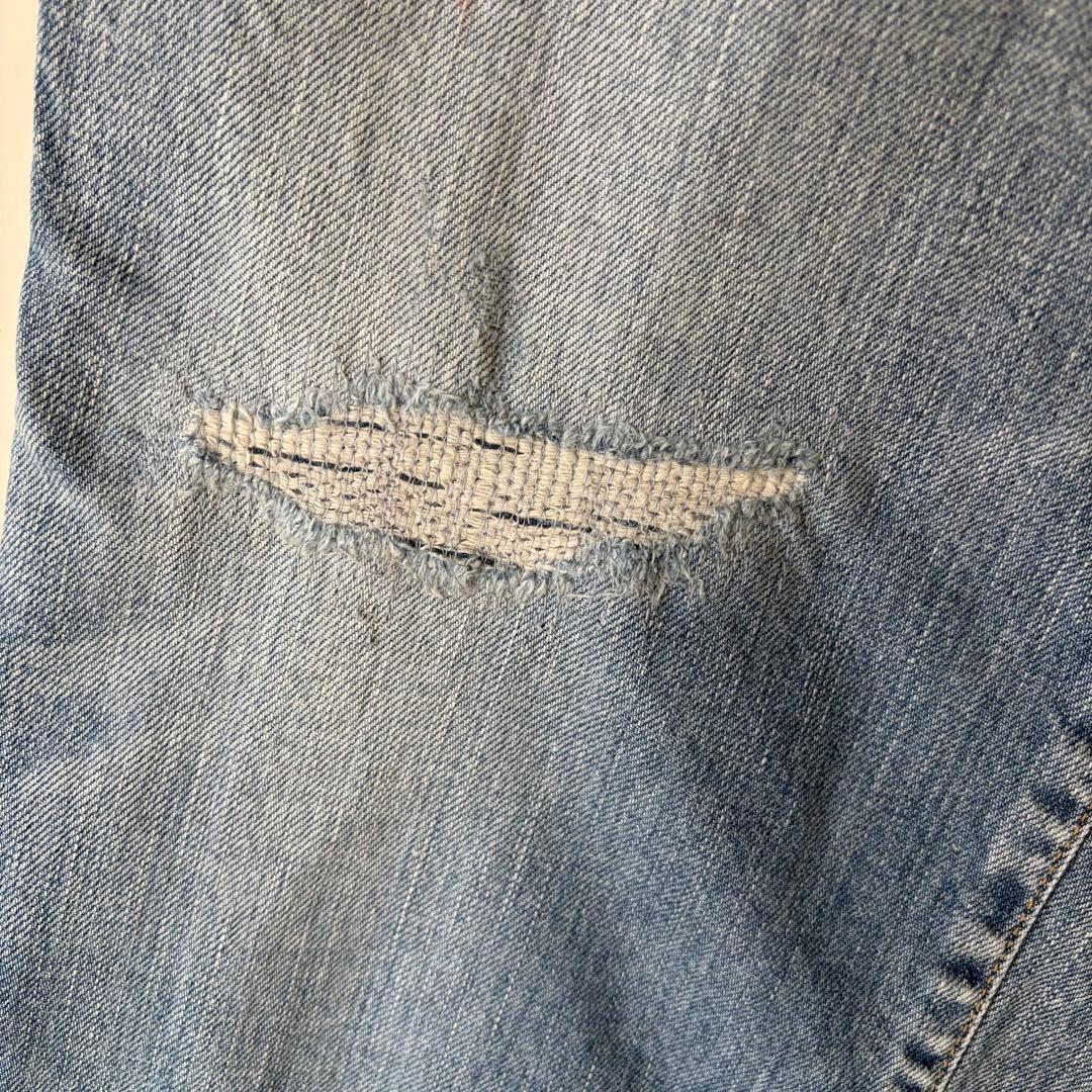 新品未使用45R 再び　ライ麦デニム　クロスビー５　ハッチとお花刺繍