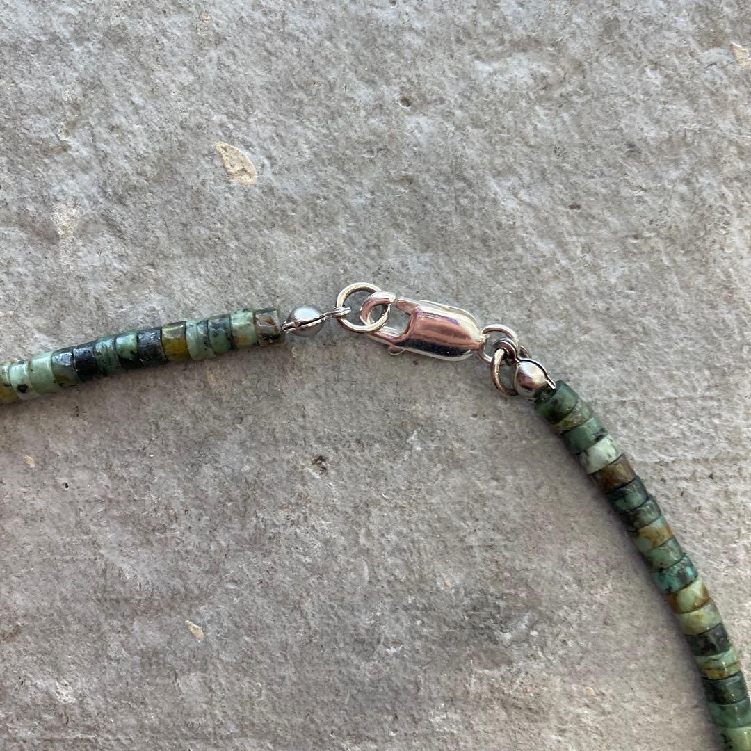 238 アフリカンターコイズとSV925ナバホパールのオリジナルネックレス