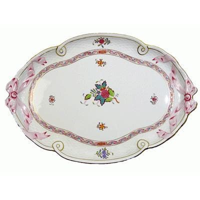 新品ヘレンド アポニーフラワー パーティー（モカ）トレイ40.5cm