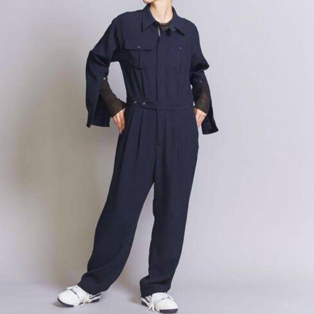 【WEB限定】ポリエステルツイル ワークジャンプスーツ -ウォッシャブル-