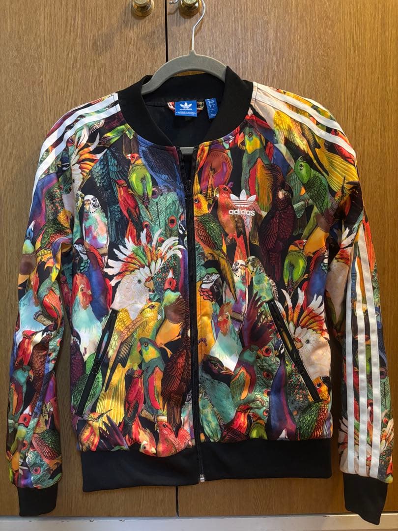 極美品 adidas ジャージ トラックジャケット 鳥 総柄 Lサイズ