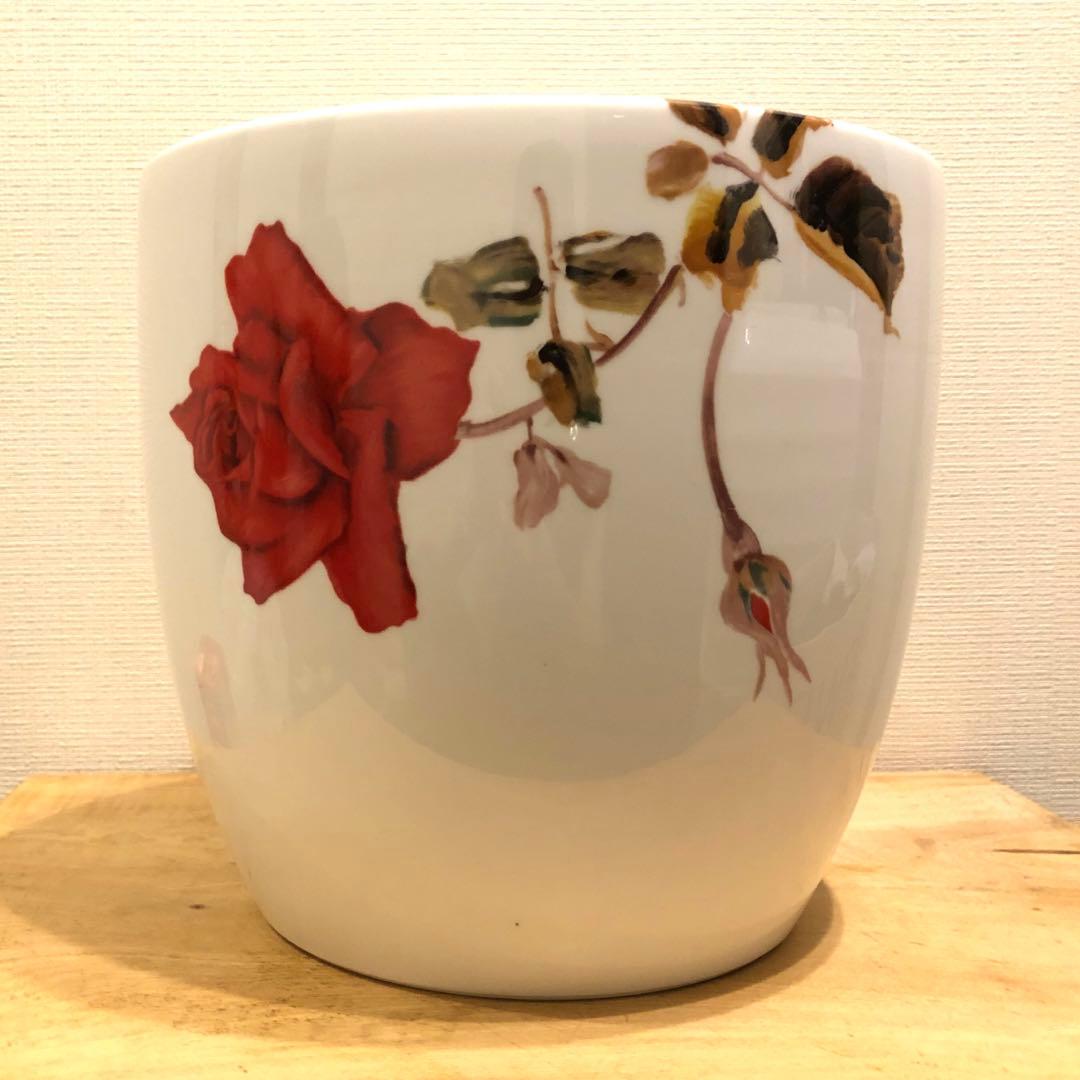 美品　希少　オールドノリタケ　則武　日陶　火鉢　陶器　時代物　白　薔薇　ローズ