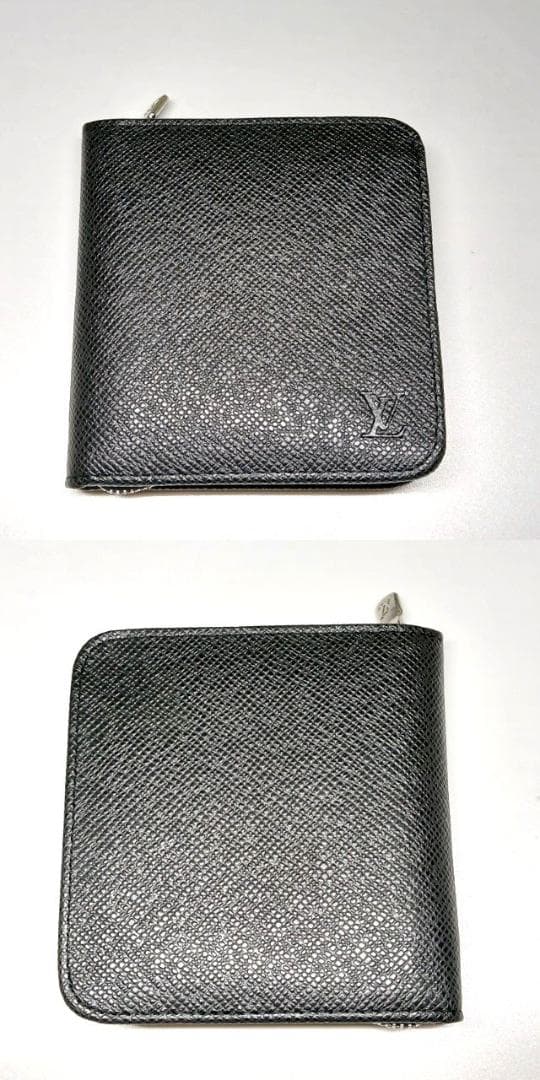 未使用に近い ルイヴィトン ラウンドファスナー財布 二つ折り タイガ 黒系