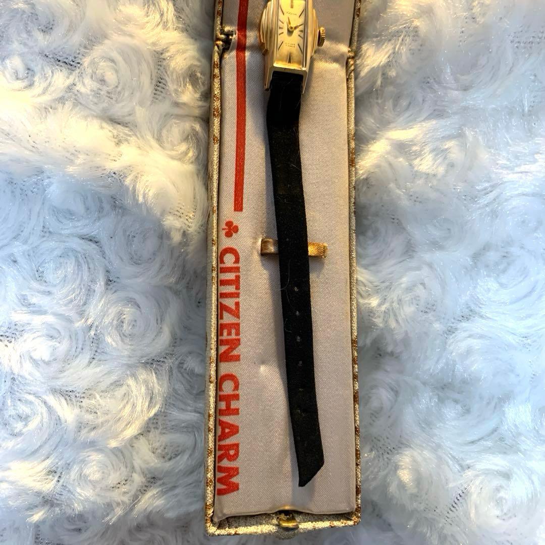 シチズン チャーム K14金無垢 17石 レディース 手巻き 腕時計