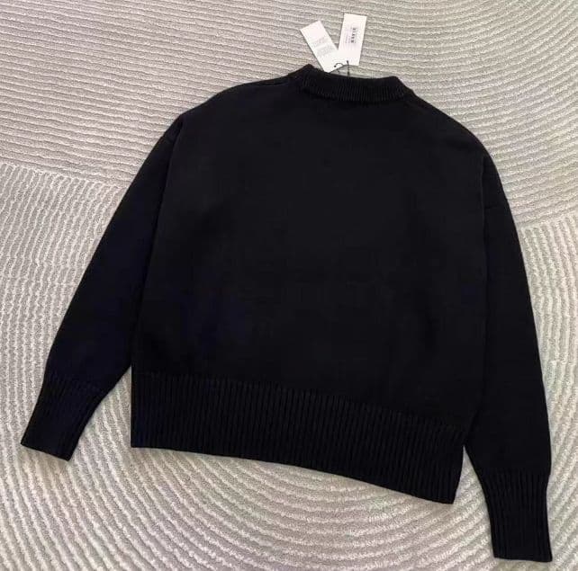 Ami Paris ブラック ニットセーター ハート刺繍 M