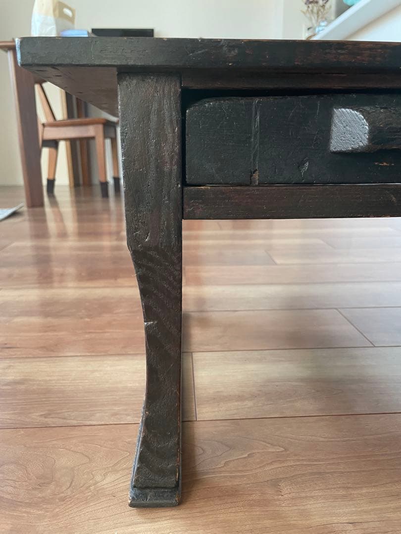 【昭和初期】和風文机 2つ引き出し付き ダークブラウン