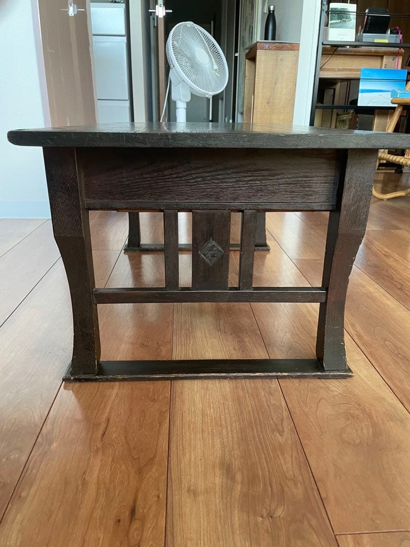 【昭和初期】和風文机 2つ引き出し付き ダークブラウン