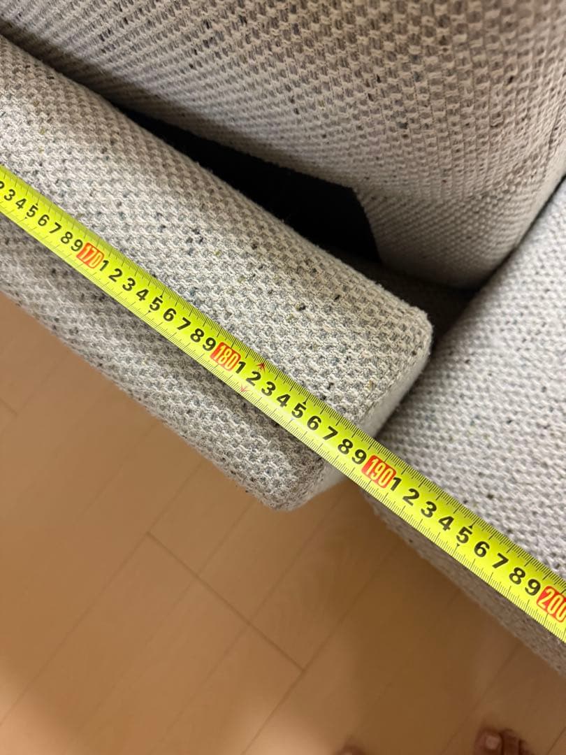 グレー L字型ファブリックソファ