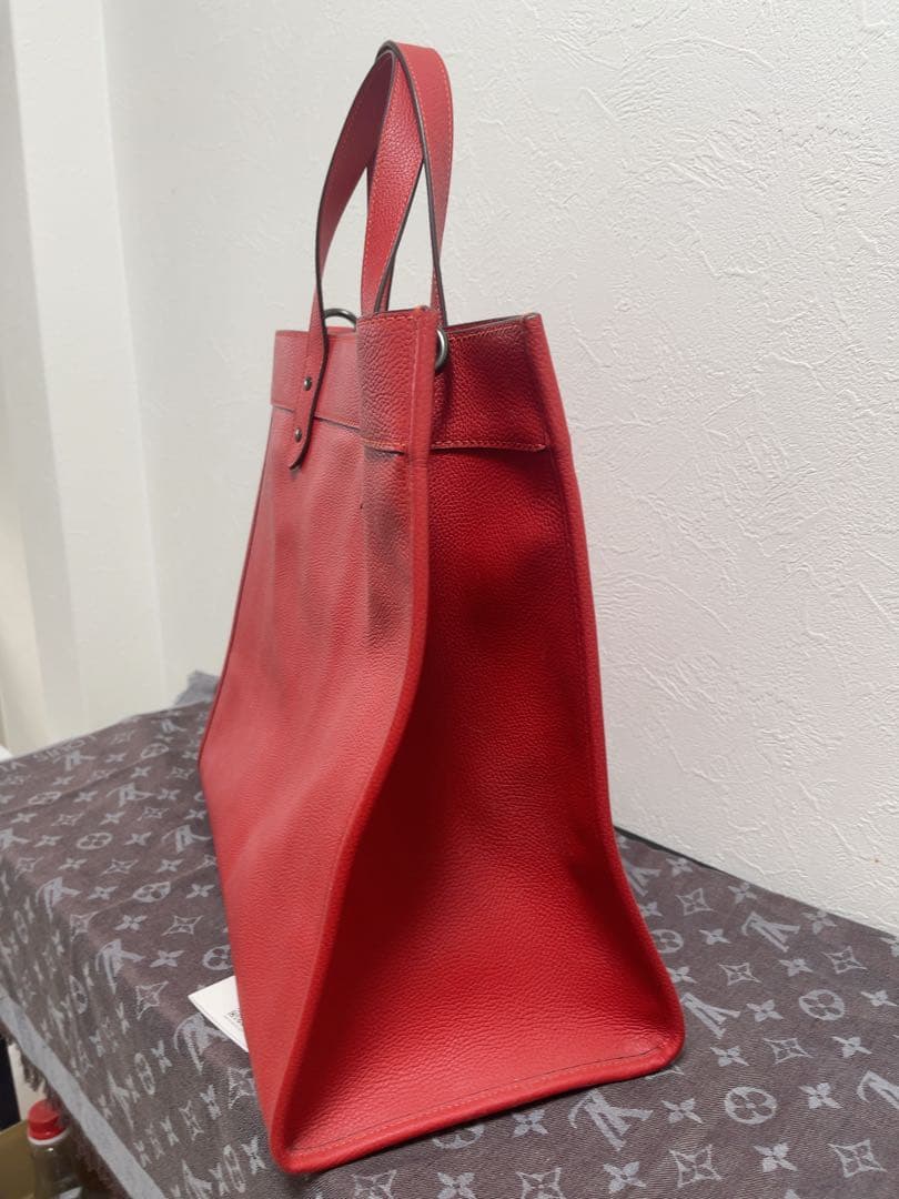 coach トートバッグショルダー付き　RED 大容量