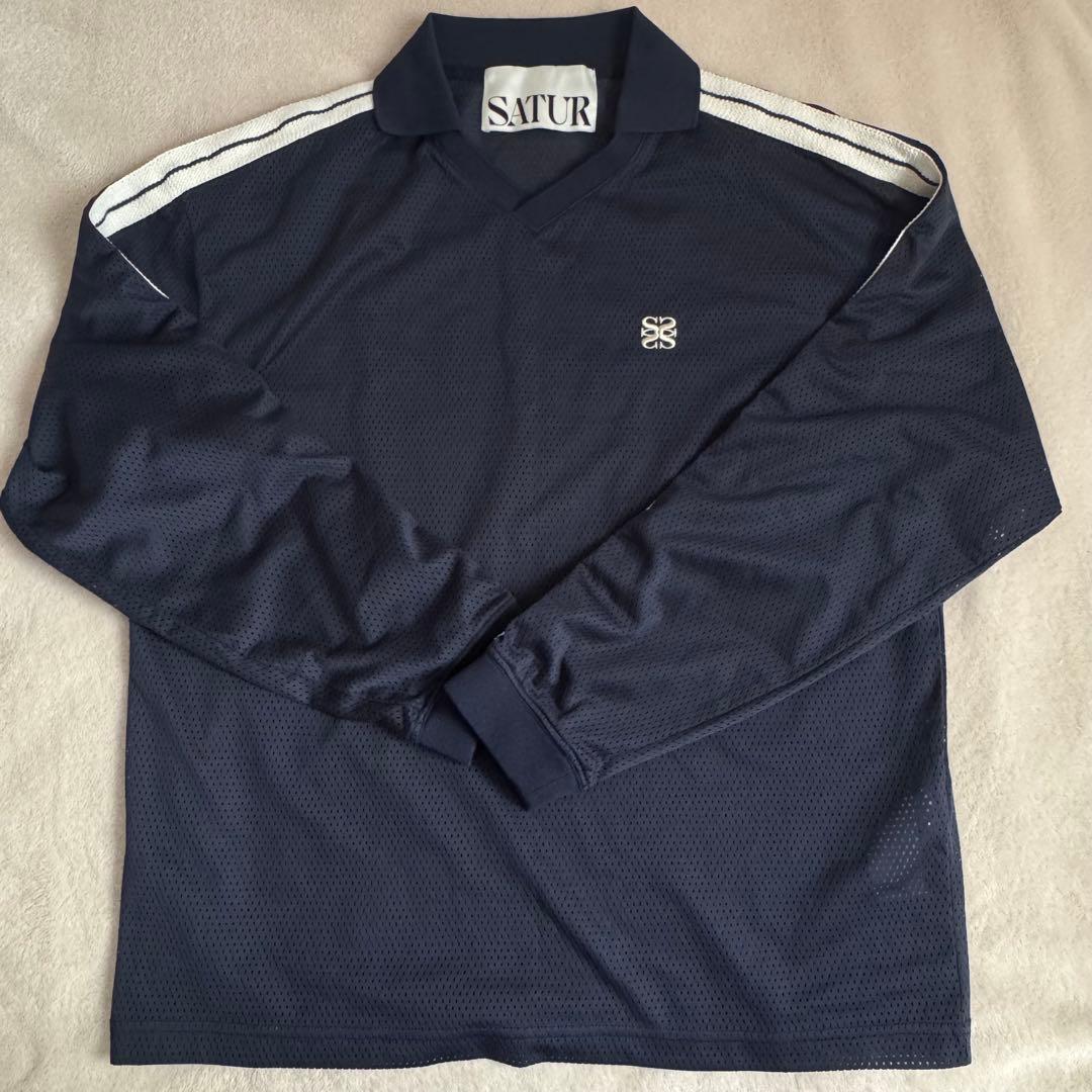完売品‼️SATUR ロザンメッシュフットボールシャツネイビー M
