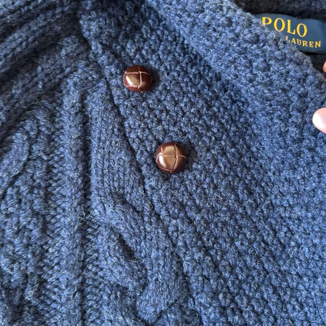 【美品✨】ポロラルフローレン　カシミヤ　ショールカラー　ニットカーディガン　紺