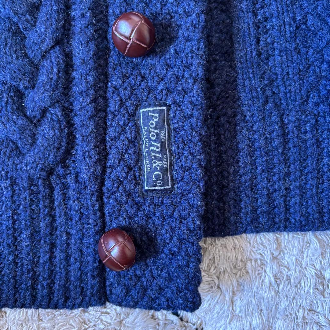 【美品✨】ポロラルフローレン　カシミヤ　ショールカラー　ニットカーディガン　紺
