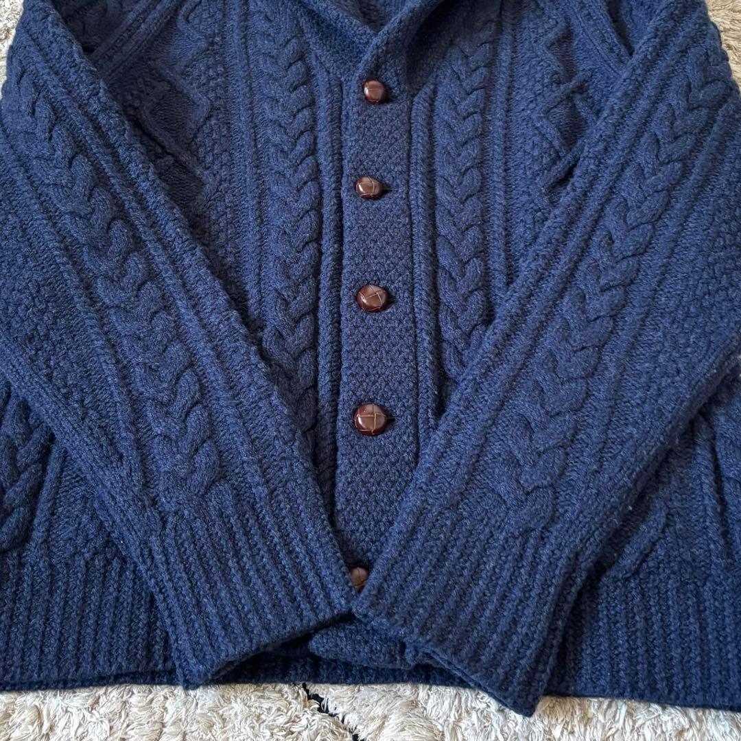 【美品✨】ポロラルフローレン　カシミヤ　ショールカラー　ニットカーディガン　紺
