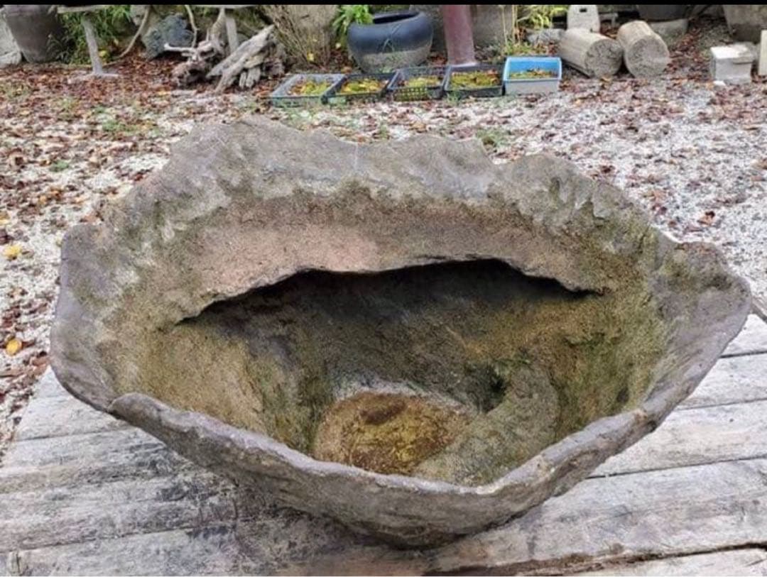 大きな自然石風水鉢　オリジナルメダカ鉢　80センチ　No.167
