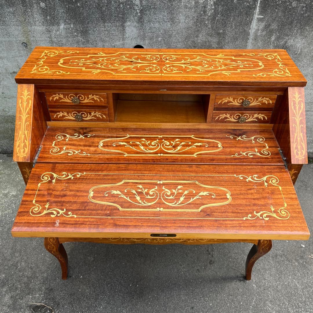 H*O様 【難あり】イタリア象嵌　レトロ ライティングビューロー デスク アンテ