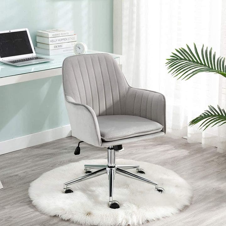 オフィスチェア キャスター付き 昇降式 デスクチェア ベルベット パソコンチェア