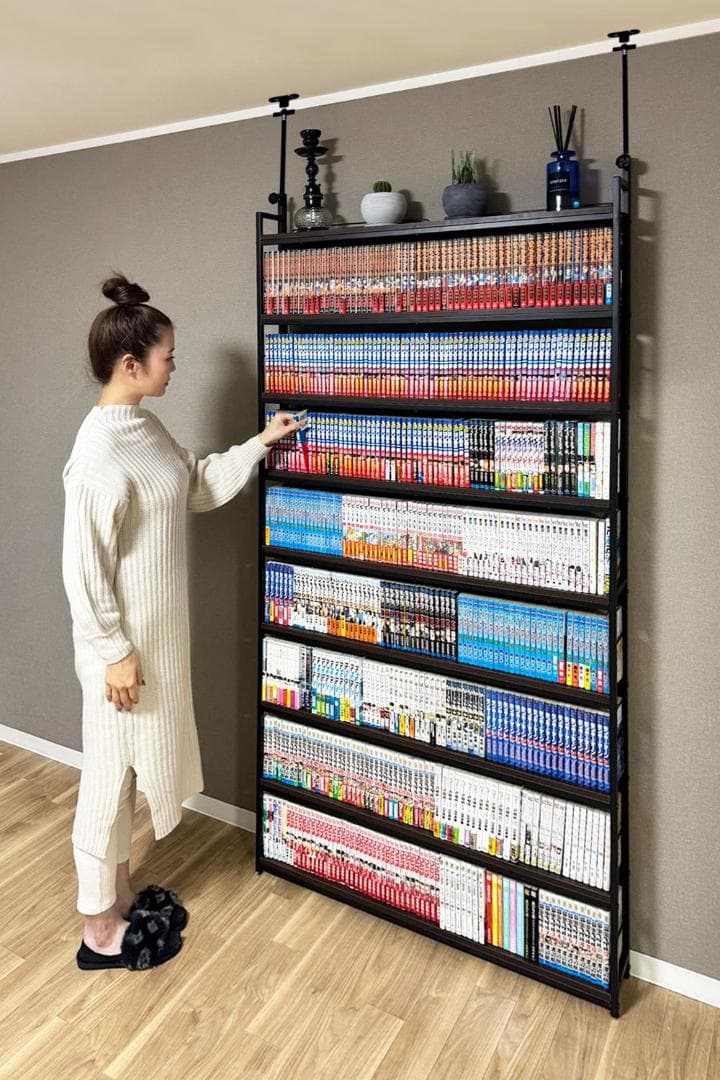 8tail 本棚 突っ張り ラック 幅101cm ブラック×ブラウン