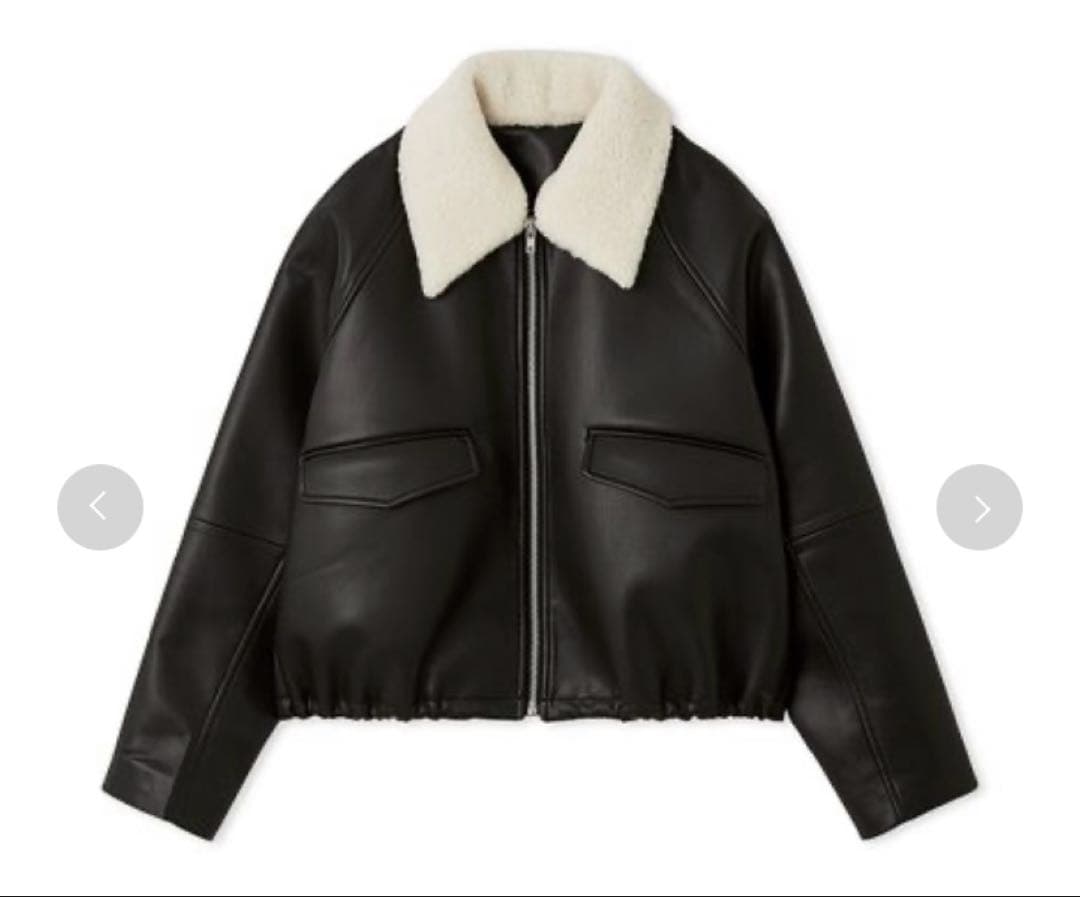 ミラオーエン ステンカラーフェイクレザーブルゾン