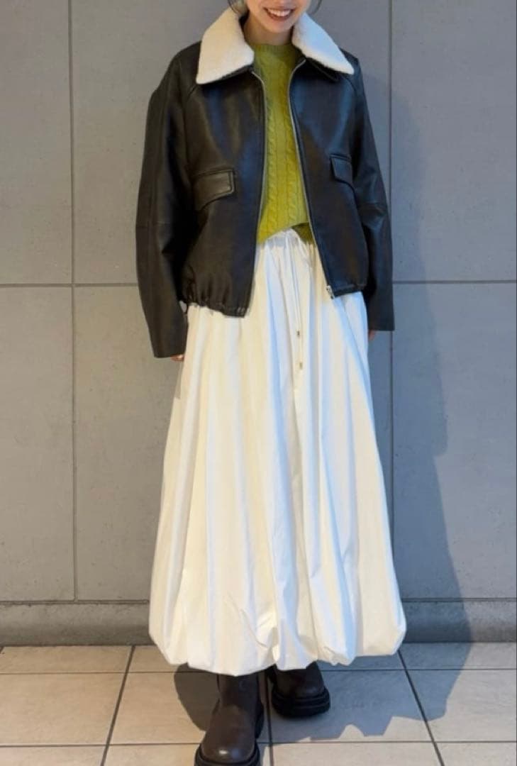 ミラオーエン ステンカラーフェイクレザーブルゾン